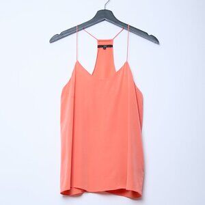 Tibi 100% Silk V-Neck Racerback Tank Top Relaxed Resortwear Coral Size 4 Small